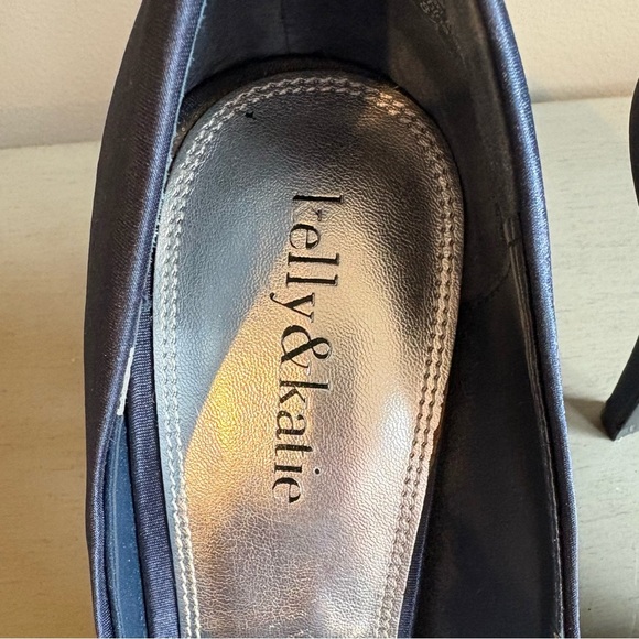 Kelly & Katie Blue Satin Peep Toe High Heels Pumps 8.5 Stiletto 4" Elegant - Picture 6 of 13